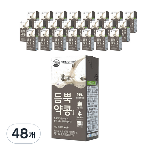 유기농마루 듬뿍약콩두유, 190ml, 48개