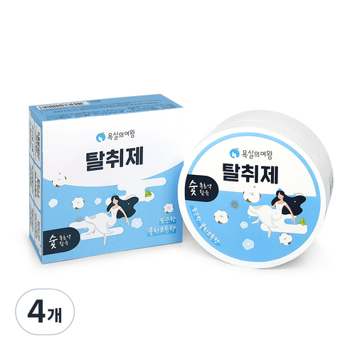 욕실의여왕 새집증후군 클린코튼향 실내 탈취제 본품, 230g, 4개