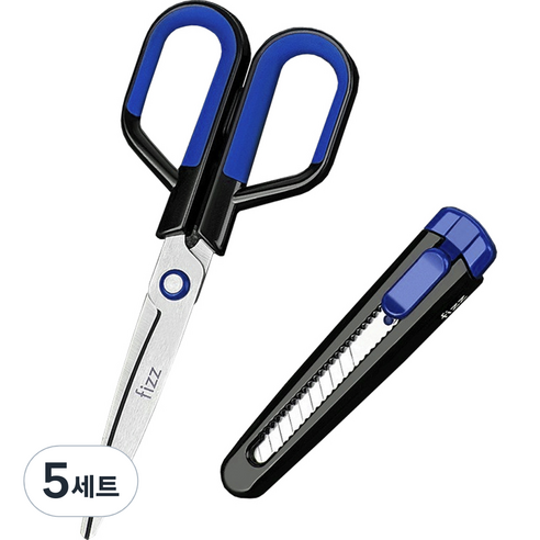 투코비 다기능 분리형 가위 + 커터칼 세트, 블루, 5세트