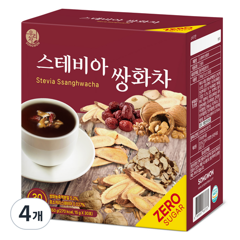 우리차 송원식품 스테비아 쌍화차, 15g, 30개입, 4개