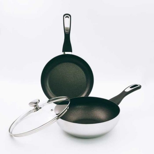 핀일로 통3중 스텐코팅 소프트블랙 프라이팬 2종 세트, 지름 240mm, 3개