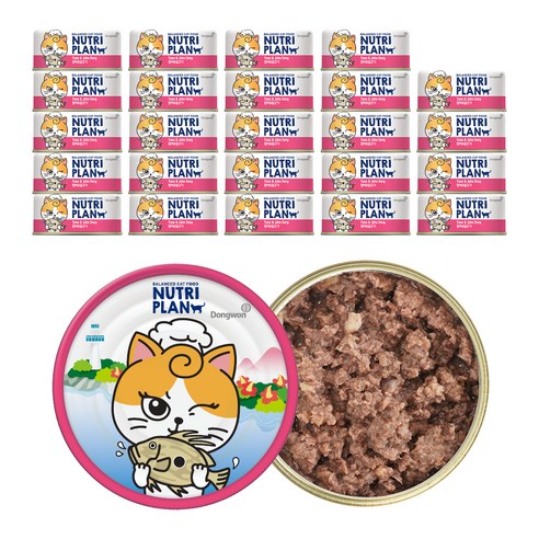 뉴트리플랜 고양이 간식캔, 참치 + 달고기 혼합맛, 90g, 24개