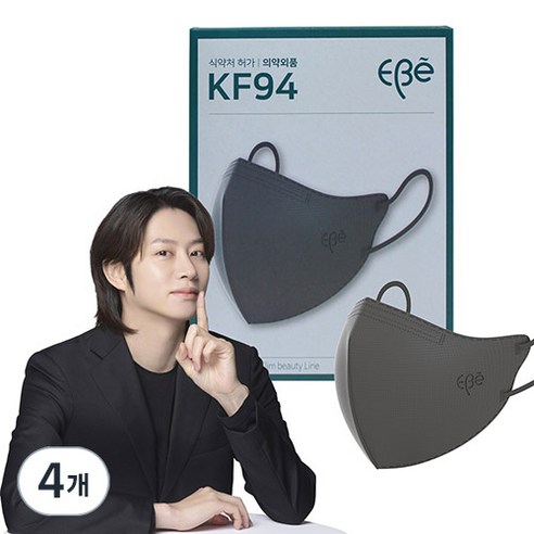 이비에 4중필터 새부리형 컬러 패션 마스크 대형 KF94, 30개입, 4개, 그레이