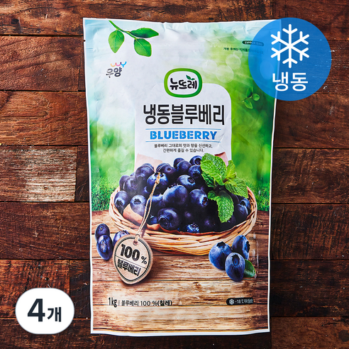 뉴뜨레 칠레산 블루베리 (냉동), 1kg, 4개