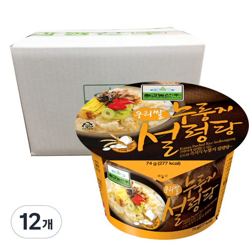 칠갑농산 누룽지 설렁탕, 74g, 12개