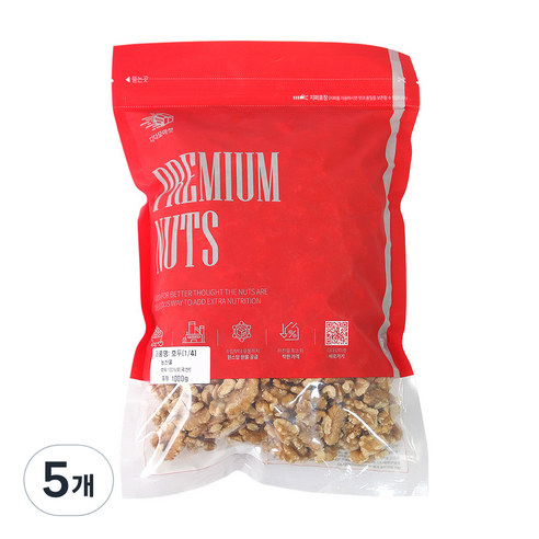 다다모마켓 호두 반반태 1/4, 1kg, 5개