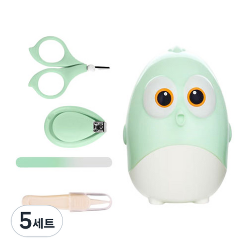 미빌 유아용 삐약삐약 손톱깍이 세트, 그린, 5세트