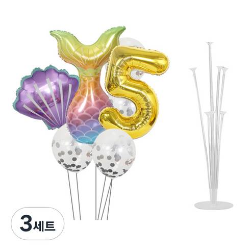 마켓감성 인어공주 스팽글 숫자 풍선세트, 타입5, 3세트