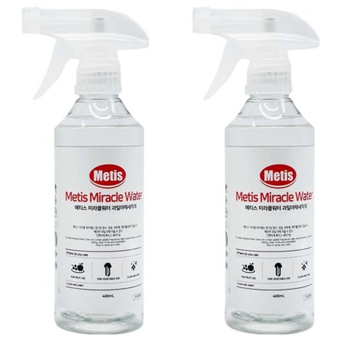 Metis 미라클워터 과일 야채 세정제, 400ml, 2개