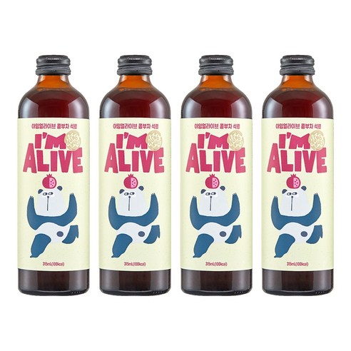 아임얼라이브 콤부차 유리병 석류, 315ml, 1개입, 4개