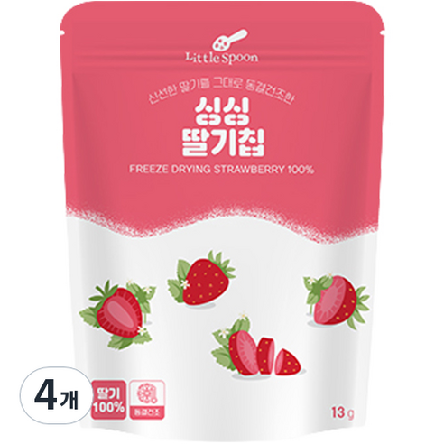 리틀스푼 동결건조 싱싱 과일칩 딸기 13g, 4개