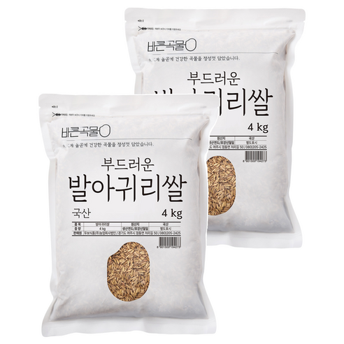 바른곡물 부드러운 국산 발아귀리, 4kg, 2개