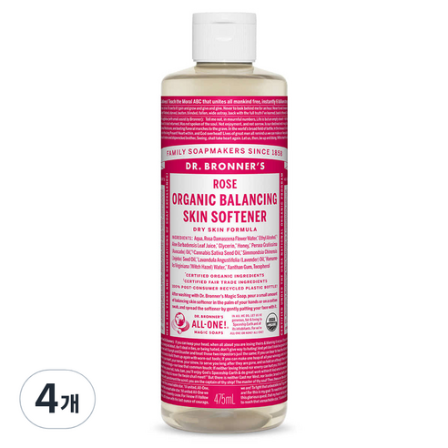 닥터 브로너스 로즈 발란싱 스킨 소프트너, 475ml, 4개