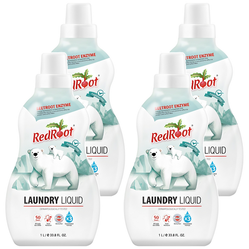 레드루트 세탁 유아 세제 본품 무향, 4개, 1L