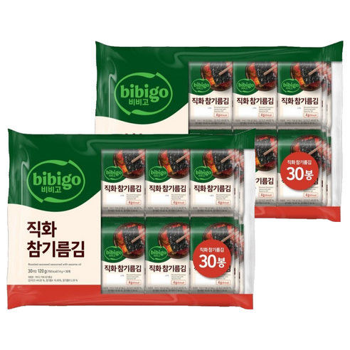 비비고 직화 참기름김, 4g, 60개
