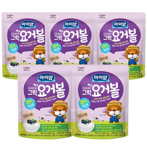 일동후디스 아이얌 그릭 요거볼, 블루베리맛, 20g, 5개
