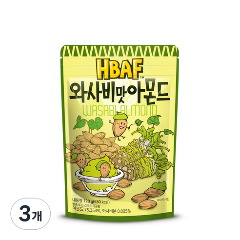 바프 와사비맛 아몬드, 120g, 3개