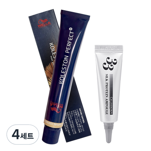 웰라 콜레스톤 퍼펙트 플러스 염색제 80g + 셀리본 33 실크 프로틴 앰플 12ml 세트, 12 / 00, 4세트