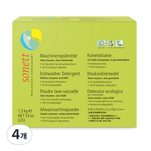 [쿠팡수입] 소네트 식기세척기 세제, 1.5kg, 4개