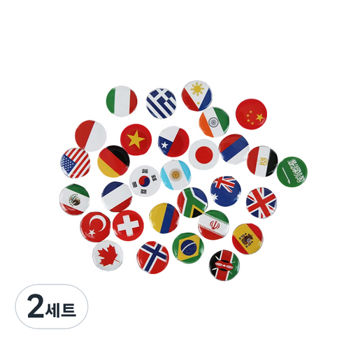 타공판 세계 국기 자석 30종세트, 혼합색상, 2세트