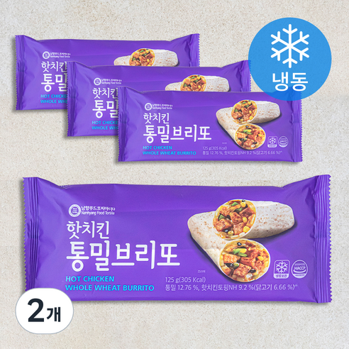남향푸드또띠아 핫치킨 통밀브리또 4개입 (냉동), 500g, 2개