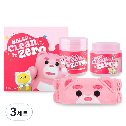 바닐라코 벨리곰 에디션 클린 잇 제로 밤 180ml + 패드 70p + 세안밴드 기프트 세트 3종, 3세트