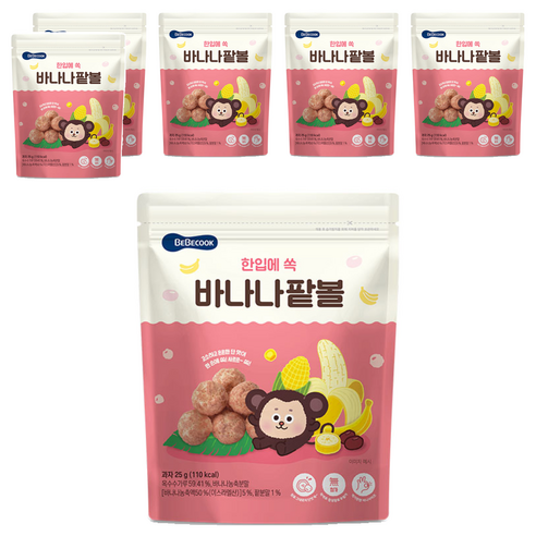 베베쿡 한입에 쏙 바나나팥볼 25g, 바나나 + 팥 혼합맛, 6개