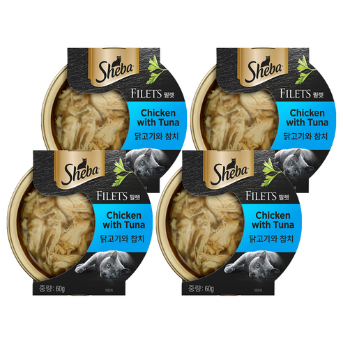 쉬바 어덜트 고양이 필렛 습식사료, 닭+참치, 60g, 4개