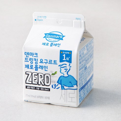 덴마크 드링킹 요구르트 제로 플레인, 275ml, 1개입, 1개