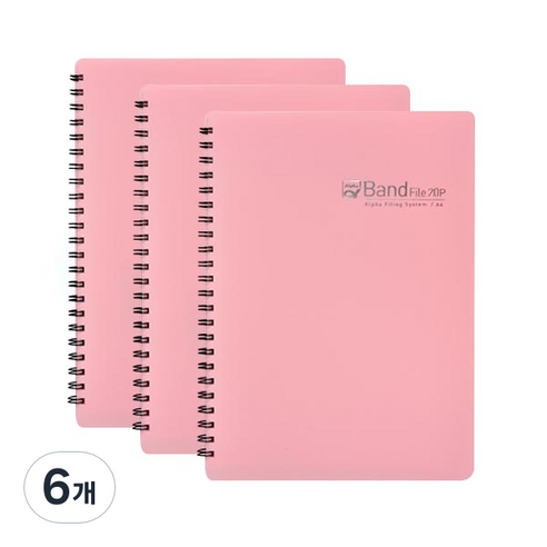 알파 밴드화일 A4 20매, 분홍, 6개