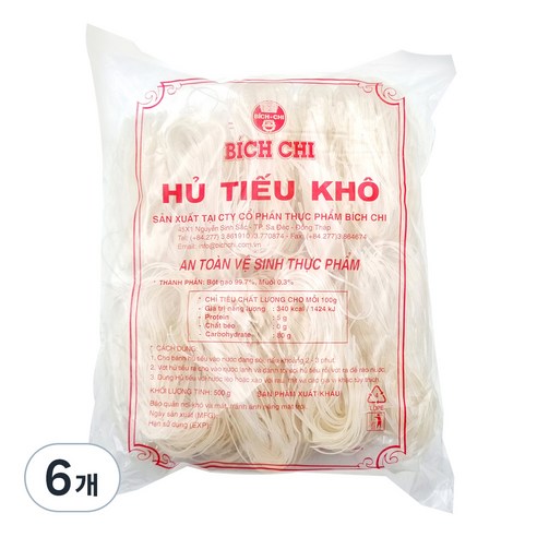 비치치 후티오코 쌀국수면 2mm, 500g, 6개