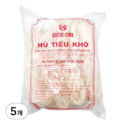 비치치 후티오코 2mm 쌀국수면, 500g, 5개