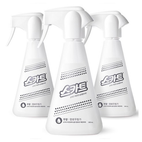 스카트 순하고 깨끗한 섬유탈취제 무향 본품, 380ml, 3개