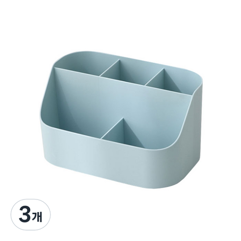 앤티스 바시움 대용량 데스크탑 수납 정리함, 블루, 3개