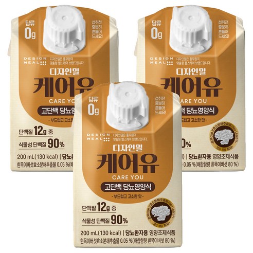 디자인밀 풀무원 케어유 고단백 당뇨 영양식, 200ml, 3개