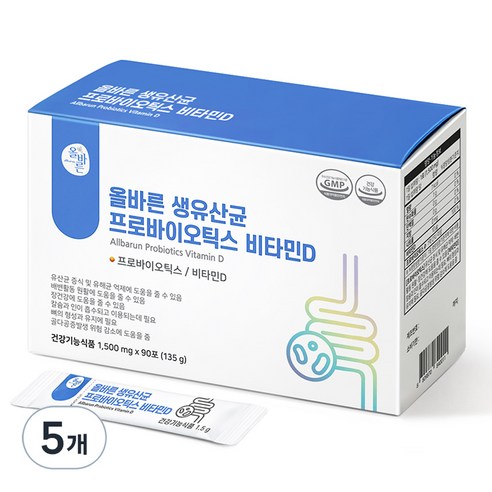 올바른 생유산균 프로바이오틱스 비타민D 90p, 135g, 5개