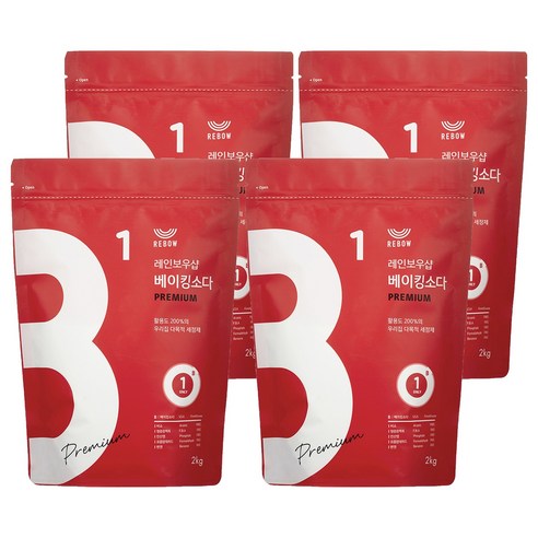 레인보우샵 베이킹소다 프리미엄, 2kg, 4개