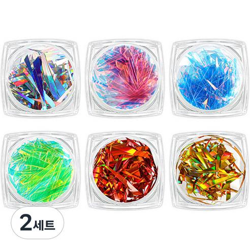 유리 홀로그램필름 네일파츠 6종 세트 KN-A4093, 혼합색상, 2세트