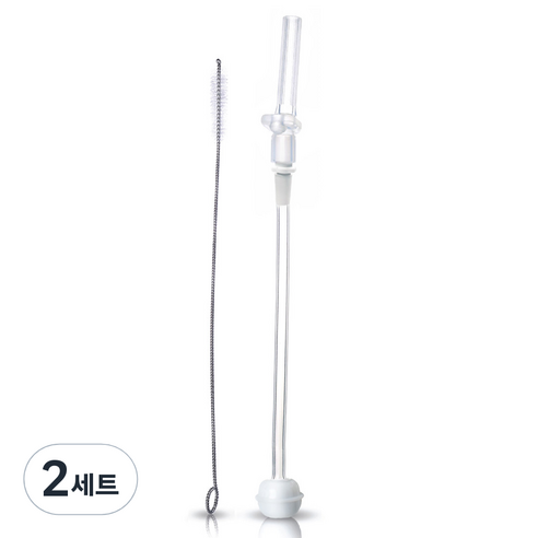 키즈미 추달린 빨대컵 빨대리필 & 브러쉬 세트, 빨대리필(투명), 브러쉬(스틸색상), 2세트