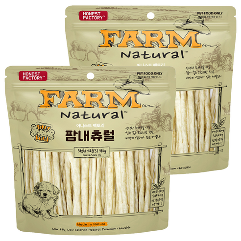FARM 강아지 내츄럴 크런치스틱 발포 덴탈껌 M 13p, 360g, 2개, 우유