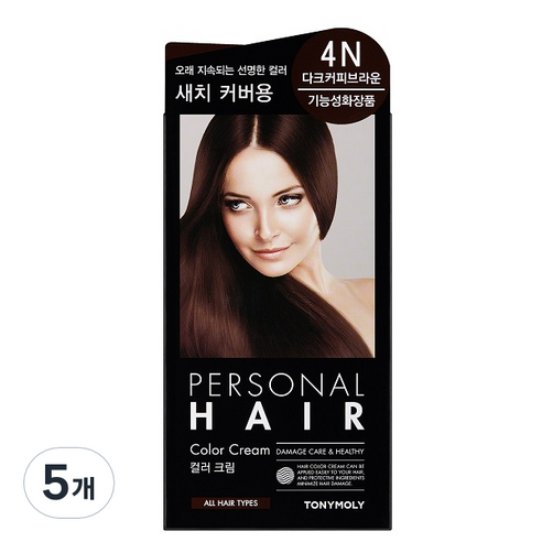 토니모리 퍼스널 헤어 컬러 크림, 4N 다크커피브라운, 5개
