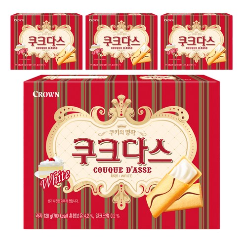 크라운 쿠크다스 화이트토르테, 128g, 4개