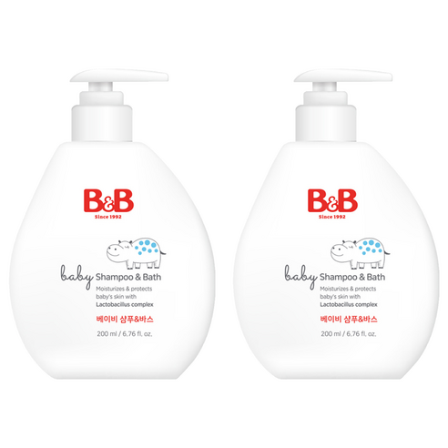 비앤비 베이비 샴푸 & 바스, 2개, 200ml