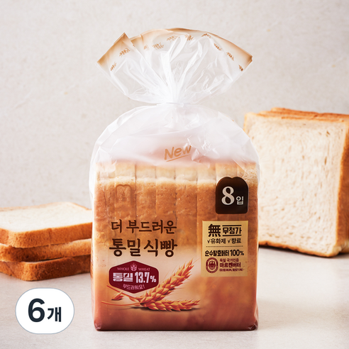델리팜 더 부드러운 통밀식빵 8입, 380g, 6개