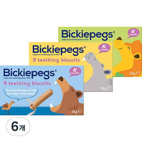 빅키페그 유아 티딩 비스켓 치발과자 랜덤발송 38g, 밀가루, 6개
