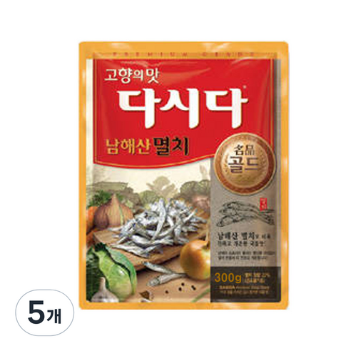 CJ제일제당 멸치 다시다, 300g, 5개