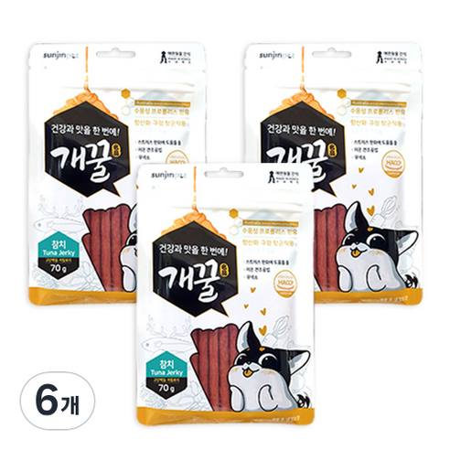 에이치디씨 개꿀 프로폴리스져키 강아지간식 70g, 참치, 6개