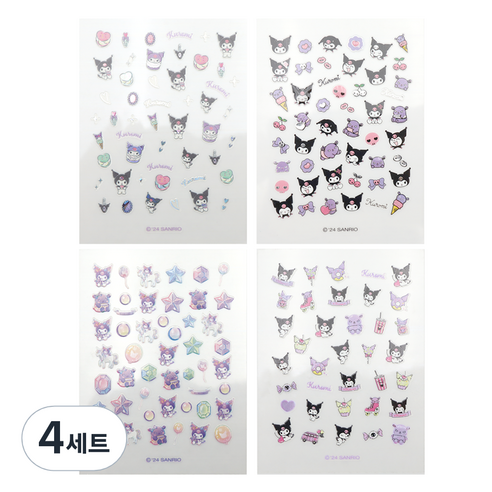 산리오 쿠로미 네일스티커 4종 세트, 4세트, 혼합색상