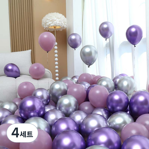 피앤비유니티 풍선 50p 세트 보라, 02 라벤다 4색혼합, 4세트
