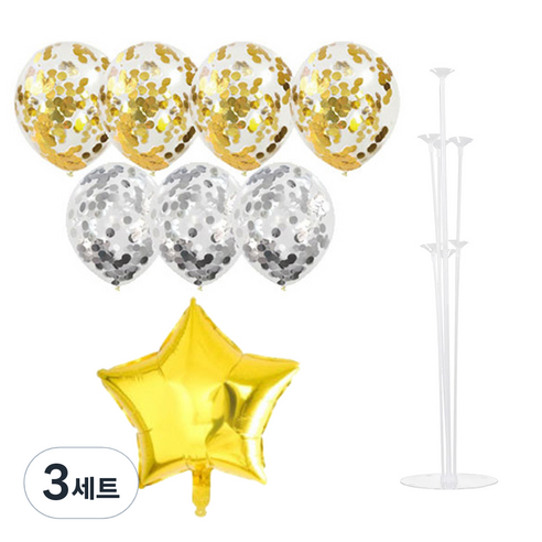 파티쇼 풍선꽂이장식세트 70cm, 은박컨페티 1번, 3세트